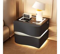 Dexinhdh Comodino Intelligente Con Stazione Di Ricarica, Comodino Da Parete Con Luce LED, Luci A 3 Colori Regolabili, Tavolo Da Toeletta Sospeso Con 2 Cassetti Per Camera Da Letto(F,40cm)