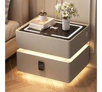 Dexinhdh Comodino intelligente con stazione di ricarica e luce LED, comodino galleggiante con serratura con password e 2 cassetti per camera da letto, soggiorno, ufficio(B,25cm)