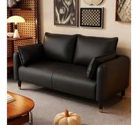 Dexinhdh Divano In Similpelle, Divano A Due Posti Moderno Di Metà Secolo Con Gambe Rialzate, Struttura In Legno Massello, Seduta Profonda Moderna, Ingombro Ridotto, Per Soggiorno(A,120cm)