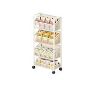 Dexinhdh Espositore Per Snack Con Ruote, Espositore Per Cestini Portafrutta E Verdura, Design Con Cestello In Rete A Copertura Totale, Espositore Per Snack Da Scaffale(White,4-layer)