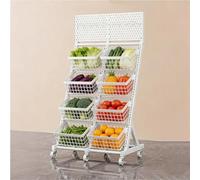 Dexinhdh Espositore Per Snack Con Ruote, Scaffali Espositivi Per Vendita Al Dettaglio Indipendenti Con Gancio, Altezza Del Ripiano Regolabile, Organizer Per Frutta E Verdura(White)