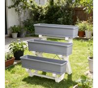 Dexinhdh Fioriera Verticale A 3 Livelli Impilabile, Sistema di Coltivazione Idroponica con Vassoio Inferiore Rimovibile E Doppio Foro di Drenaggio, per Giardino, Casa E Balcone(Gray)
