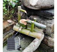Dexinhdh Fontana d'Acqua da Esterno in bambù Ad Energia Solare con Pompa E Base, Elemento d'Acqua Artigianale per Giardino Zen con Pannello Solare da 6W, Fontana Giapponese(55cm)