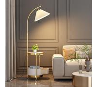 Dexinhdh Lampada Da Comodino A 2 Ripiani, Lampada Da Lettura Industriale Con Cassetti, Altezza Regolabile, Moderno E Semplice Comodino Per Soggiorno, Camera Da Letto, Ufficio(Gold)