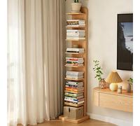 Dexinhdh Libreria A Torre A 9 Ripiani, Moderna Libreria Verticale A Giorno Con Base E Piedini Antiscivolo; Scaffale In Legno Con Vano Contenitore A Scomparsa, Per Ufficio, Soggiorno(B)