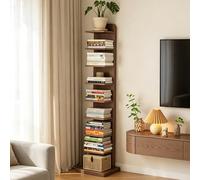 Dexinhdh Libreria A Torre A 9 Ripiani, Moderna Libreria Verticale A Giorno Con Base E Piedini Antiscivolo; Scaffale In Legno Con Vano Contenitore A Scomparsa, Per Ufficio, Soggiorno(A)
