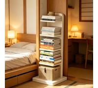 Dexinhdh Libreria A Torre In Legno Modello Spina, Scaffale Verticale Aperto E Moderno Con Base E Dispositivo Antiribaltamento, Scaffale Angolare Multi-livello A Scomparsa(B,5-Tier)