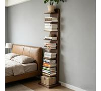 Dexinhdh Libreria A Torre In Legno Modello Spina, Scaffale Verticale Aperto E Moderno Con Base E Dispositivo Antiribaltamento, Scaffale Angolare Multi-livello A Scomparsa(C,9-Tier)