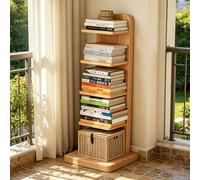 Dexinhdh Libreria A Torre In Legno Modello Spina, Scaffale Verticale Aperto E Moderno Con Base E Dispositivo Antiribaltamento, Scaffale Angolare Multi-livello A Scomparsa(A,5-Tier)