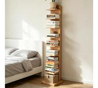 Dexinhdh Libreria A Torre In Legno Modello Spina, Scaffale Verticale Aperto E Moderno Con Base E Dispositivo Antiribaltamento, Scaffale Angolare Multi-livello A Scomparsa(A,9-Tier)