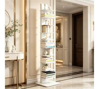 Dexinhdh Libreria A Torre In Metallo, Scaffale Angolare Verticale Con Base Allargata, Organizer Da Pavimento Stretto, Scaffalatura Multi-livello A Scomparsa Per Casa, Ufficio(White,11-Tier)