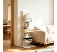 Dexinhdh Libreria A Torre In Metallo, Scaffale Angolare Verticale Con Base Allargata, Organizer Da Pavimento Stretto, Scaffalatura Multi-livello A Scomparsa Per Casa, Ufficio(White,7-Tier)