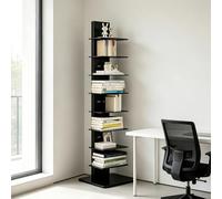 Dexinhdh Libreria A Torre In Metallo, Scaffale Angolare Verticale Con Base Allargata, Organizer Da Pavimento Stretto, Scaffalatura Multi-livello A Scomparsa Per Casa, Ufficio(Black,9-Tier)