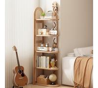 Dexinhdh Libreria Angolare A 5 Ripiani, Organizer Angolare Multilivello Per Soggiorno Con Pannelli Laterali In Rattan, Design Fai Da Te Con Fori, Ampio Supporto Angolare Per Studio(B)