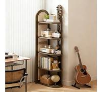 Dexinhdh Libreria Angolare A 5 Ripiani, Organizer Angolare Multilivello Per Soggiorno Con Pannelli Laterali In Rattan, Design Fai Da Te Con Fori, Ampio Supporto Angolare Per Studio(A)