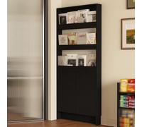 Dexinhdh Libreria Dietro La Porta, Organizer Per Libri A 5 Ripiani Con Porta, Meccanismo Di Apertura A Pressione Integrato, Design Aderente Al Battiscopa A Muro Per Soggiorno(80cm)