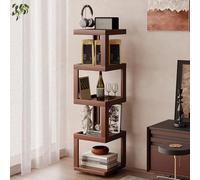 Dexinhdh Libreria Girevole Quadrata A 5 Ripiani, Scaffale Portaoggetti Da Pavimento Con Esposizione A 360° E Piattaforma Girevole Nascosta, Scaffale Angolare Per Soggiorno, Studio