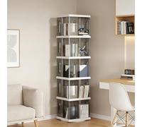 Dexinhdh Libreria Girevole Quadrata, Libreria Girevole Stretta A 360° Con Base, Espositore Per Libri Trasparente Di Grande Capacità E Organizer Per Piccoli Spazi, Studio, Soggiorno(Gray,5 Tier)