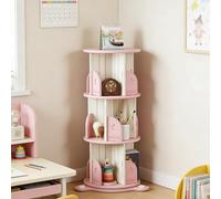 Dexinhdh Libreria Girevole Rotonda, Libreria Girevole In Legno Con Display A 360°, Con Deflettori E Ventosa, Scaffali Portaoggetti Da Pavimento Per Piccoli Spazi, Camera Da Letto(Pink,3-layer)
