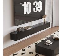 Dexinhdh Mensola TV Sospesa, Mobile Porta TV In Legno, Console Multimediale A Parete, Grande Capacità Di Archiviazione, Moderno Centro Di Intrattenimento Sospeso Per Soggiorno(Black,200cm)