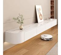 Dexinhdh Mensola TV Sospesa, Supporto TV A Parete, Guide Metalliche Silenziose, Mobile TV Con Ante A Ribalta Per Soggiorno, Ufficio, Camera Da Letto(White,120cm)
