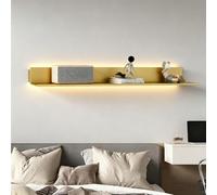Dexinhdh Mensole Galleggianti Con Luci A LED, Mensola Espositiva Galleggiante In Metallo Montata A Parete, Moderna Libreria Creativa Da Appendere Alla Parete Per Soggiorno(Gold,80cm)