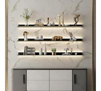 Dexinhdh Mensole Galleggianti Con Luci A LED, Set Da 3, Mensola Espositiva Galleggiante In Metallo Da Parete, Kit Di Strisce Luminose A LED Sottopensile Per Camera Da Letto(Black,90cm)