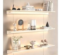 Dexinhdh Mensole Galleggianti Da Parete Con Luci A LED, Set Da 3, Mensola Espositiva Galleggiante In Metallo Con Ricarica USB, Attacco Magnetico, Nessun Cablaggio Richiesto(30cm)