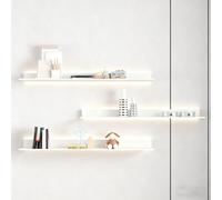 Dexinhdh Mensole Galleggianti Da Parete In Metallo Con Luci A LED, Set Da 3, Mensola Espositiva Galleggiante Con Bordo Anteriore Protettivo, Espositore Sospeso Per Studio, Cucina(White,100cm)