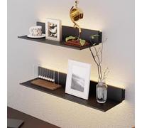 Dexinhdh Mensole Galleggianti In Metallo Da Parete Con Luci A LED, Mensola Espositiva Galleggiante, Design Con Corrimano Anticaduta, Salvaspazio, Espositore Illuminato Per Soggiorno(2 shelves,60cm)