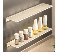 Dexinhdh Mensole Galleggianti In Metallo Da Parete Con Luci A LED, Set Da 2, Mensola Espositiva Galleggiante, Attacco Magnetico, Nessun Cablaggio Richiesto, Per Soggiorno, Cucina(60cm)