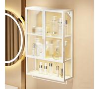 Dexinhdh Mobiletto Da Parete Per Bagno In Metallo A 3 Ripiani, Mobiletto Portaoggetti Sopra Il WC Con Portasciugamani, Non Richiede Fori, Organizer Portaoggetti A Parete Per Cucina(White)