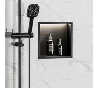 Dexinhdh Nicchia Per Doccia A LED, Mensola Per Bagno In Acciaio Inox Spazzolato, Anti-impronta E Impermeabile, Non Necessita Di Piastrelle, Mobiletto Per Doccia Incassato Per Cucina(1-layer)