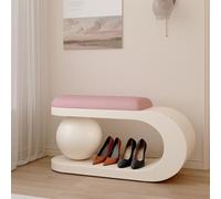 Dexinhdh Panca Da Ingresso In Metallo, Panca Imbottita Per La Fine Del Letto Con Cuscini In Tessuto Simile Alla Lana D'agnello, Design Della Seduta Curva, Sgabello Laterale Per Divano(D,100cm)