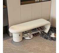 Dexinhdh Panca Da Letto, Panca Da Ingresso In Legno Con Cassetto Portaoggetti, Doppio Strato Di Stoccaggio Aperto, Sgabello Multifunzionale Creativo Per Scarpe Per Ufficio(White,150cm)