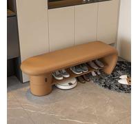 Dexinhdh Panca Da Letto, Panca Da Ingresso In Legno Con Cassetto Portaoggetti, Doppio Strato Di Stoccaggio Aperto, Sgabello Multifunzionale Creativo Per Scarpe Per Ufficio(Dark orange,80cm)