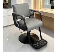 Dexinhdh Poltrona Da Barbiere Idraulica, Poltrona Reclinabile Per Salone Con Rotazione A 360° E Pedale, Altezza Regolabile, Rivestimento In Ecopelle (PU), Struttura Robusta In Acciaio(Gray)