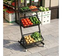 Dexinhdh Scaffale porta frutta e verdura, organizer per snack con ruote | Carrello portaoggetti in metallo resistente con struttura in metallo, supporto per frutta e snack(Black,A)