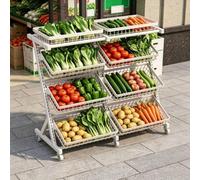 Dexinhdh Scaffale porta frutta e verdura, organizer per snack con ruote | Carrello portaoggetti in metallo resistente con struttura in metallo, supporto per frutta e snack(White,D)