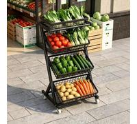 Dexinhdh Scaffale porta frutta e verdura, organizer per snack con ruote | Carrello portaoggetti in metallo resistente con struttura in metallo, supporto per frutta e snack(Black,B)