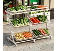 Dexinhdh Scaffale porta frutta e verdura, organizer per snack con ruote | Carrello portaoggetti in metallo resistente con struttura in metallo, supporto per frutta e snack(White,C)