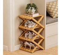 Dexinhdh Scarpiera In Bambù, Organizer Verticale Pieghevole, Struttura A X, Scaffale Stretto Salvaspazio Che Non Richiede Montaggio, Ideale Per Ingresso, Corridoio, Soggiorno(B,4 Tier)