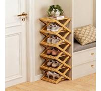 Dexinhdh Scarpiera In Bambù, Organizer Verticale Pieghevole, Struttura A X, Scaffale Stretto Salvaspazio Che Non Richiede Montaggio, Ideale Per Ingresso, Corridoio, Soggiorno(B,6 Tier)