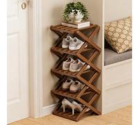 Dexinhdh Scarpiera In Bambù, Organizer Verticale Pieghevole, Struttura A X, Scaffale Stretto Salvaspazio Che Non Richiede Montaggio, Ideale Per Ingresso, Corridoio, Soggiorno(A,5 Tier)