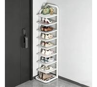 Dexinhdh Scarpiera In Metallo, Organizer Verticale Con Maniglie, Pannello Solido, Scaffale Portaoggetti A Più Livelli Autoportante Per Soggiorno, Balcone, Ingresso E Corridoio(White,9 Tier)