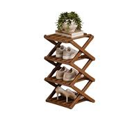 Dexinhdh Scarpiera Organizer, Porta Scarpe Verticale Pieghevole, Scaffale In Bambù Senza Bisogno Di Montaggio, Mensola Stretta Salvaspazio, Ideale Per Soggiorno, Bagno, Balcone(B,4 Tier)