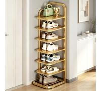 Dexinhdh Scarpiera Verticale, Organizer Alto E Stretto Con Maniglie, Pannelli Solidi, Scarpiera A Torre Multilivello In Metallo Per Soggiorno, Balcone, Ingresso E Corridoio(Gold,7 Tier)