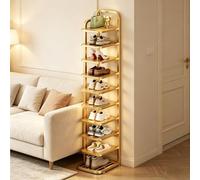 Dexinhdh Scarpiera Verticale, Organizer Alto E Stretto Con Maniglie, Pannelli Solidi, Scarpiera A Torre Multilivello In Metallo Per Soggiorno, Balcone, Ingresso E Corridoio(Gold,10 Tier)