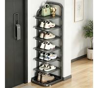 Dexinhdh Scarpiera Verticale, Organizer Alto E Stretto Con Maniglie, Pannelli Solidi, Scarpiera A Torre Multilivello In Metallo Per Soggiorno, Balcone, Ingresso E Corridoio(Black,7 Tier)