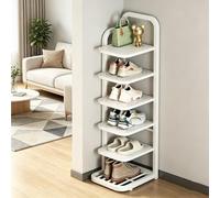 Dexinhdh Scarpiera Verticale, Organizer Alto E Stretto Con Maniglie, Pannelli Solidi, Scarpiera A Torre Multilivello In Metallo Per Soggiorno, Balcone, Ingresso E Corridoio(White,6 Tier)